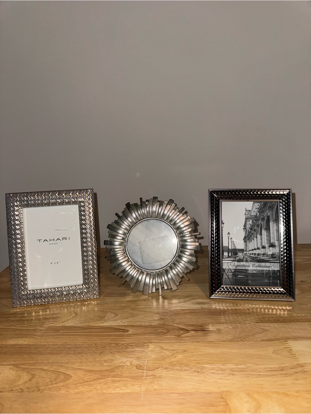 Silver Picture Frame Set of 3, 2 are BNWOT and 1 is Used, Pattern Sunburst